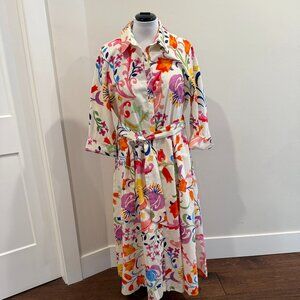 Zara floral shirtdress dress 100% cotton XXL